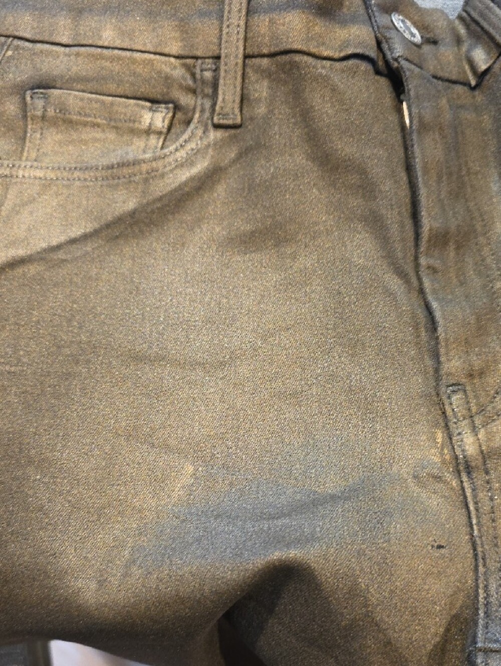 NEW $298 FRANK & EILEEN SLIGO SKINNY JEANS IN BROWN GOLD GLITTER WAX SIZE 27 - Picture 7 of 10